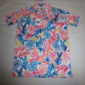 Gashouse Golf Men's Pineapples Print Stretch Wicking Polo Shirt Sz M